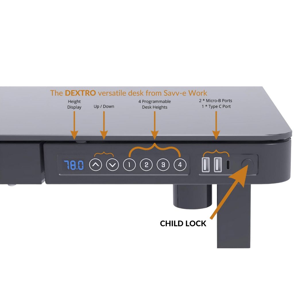 Dextro sit stand desk control panel front view