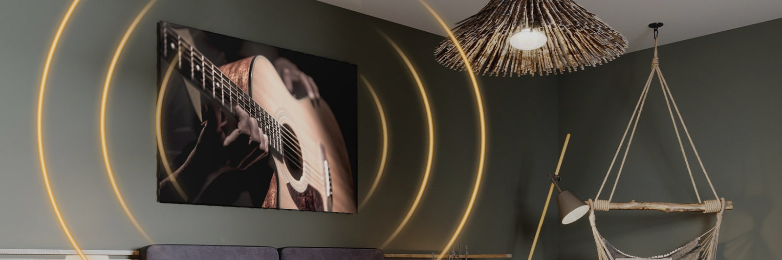 Does Infrared Heating Save Money - Infrared Heating Panel on Display with Guitar Image
