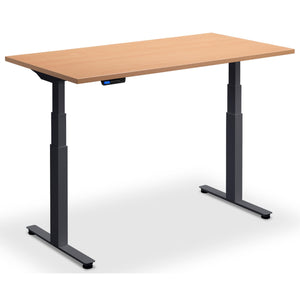 Dual Motor Height Adjustable Desk - Rize2 - Anthracite Frame - Beech Top - Studio Image