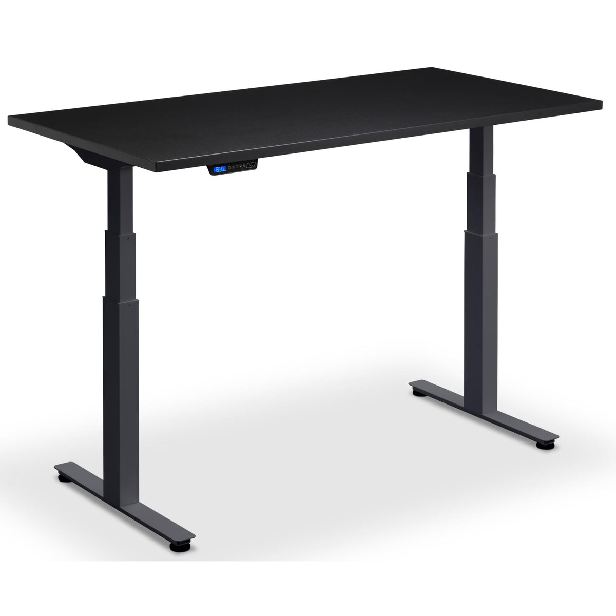 Dual Motor Height Adjustable Desk - Rize2 - Anthracite Frame - Black Top - Studio Image