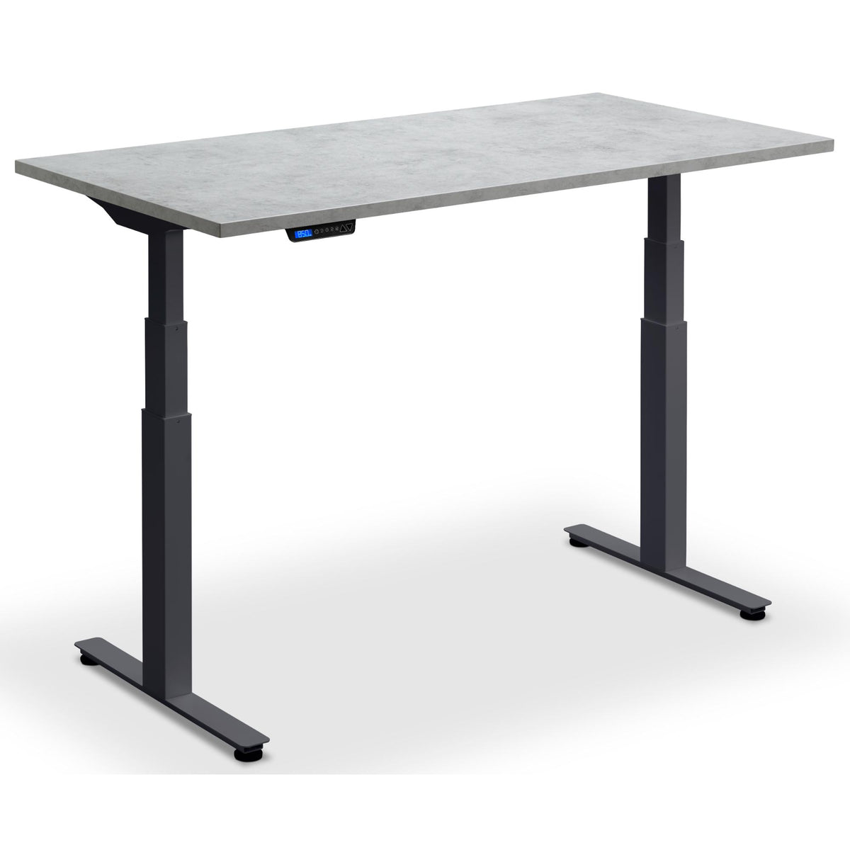Dual Motor Height Adjustable Desk - Rize2 - Anthracite Frame - Light Concrete Top - Studio Image