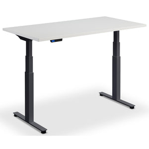 Dual Motor Height Adjustable Desk - Rize2 - Anthracite Frame - Light Grey Top - Studio Image