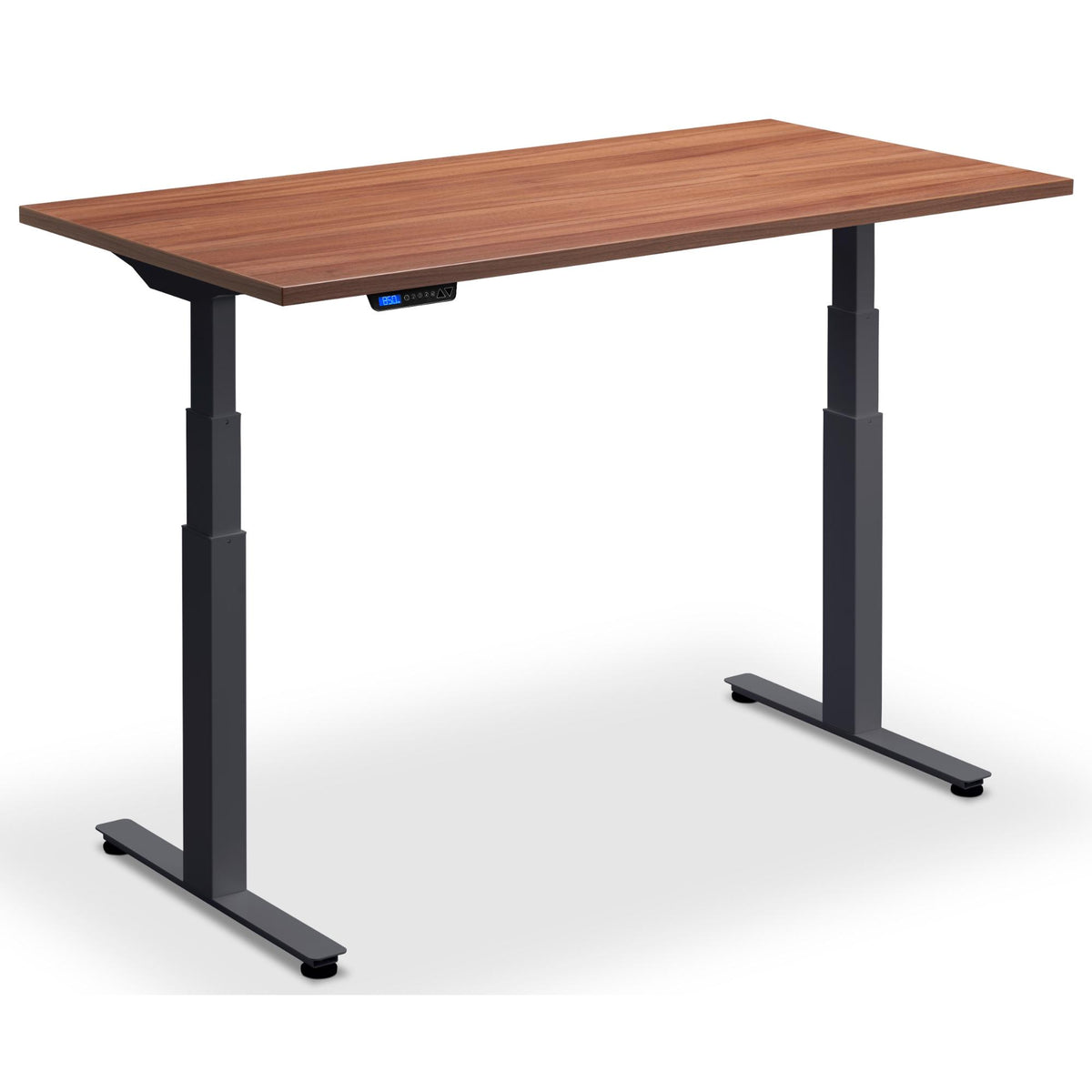 Dual Motor Height Adjustable Desk - Rize2 - Anthracite Frame - Natural Dijon Walnut Top - Studio Image