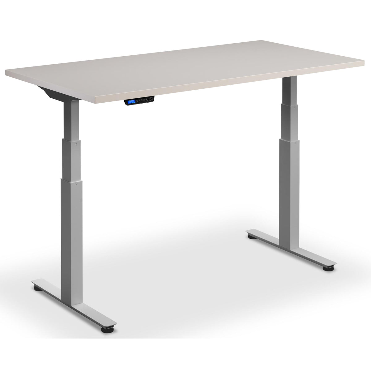 Dual Motor Sit Stand Desk - Rize2 - Silver Frame - Cashmere Top - Studio Image