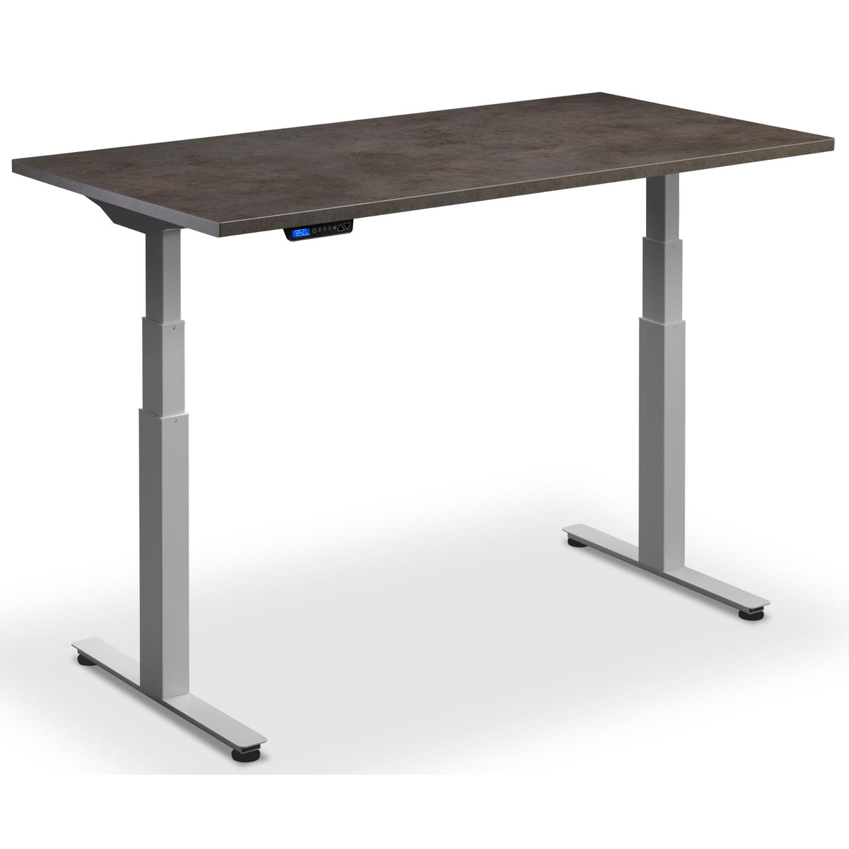 Dual Motor Sit Stand Desk - Rize2 - Silver Frame - Dark Concrete Top - Studio Image