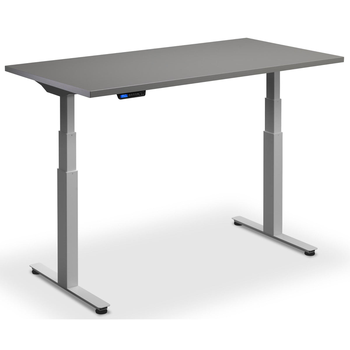 Dual Motor Sit Stand Desk - Rize2 - Silver Frame - Graphite Top - Studio Image