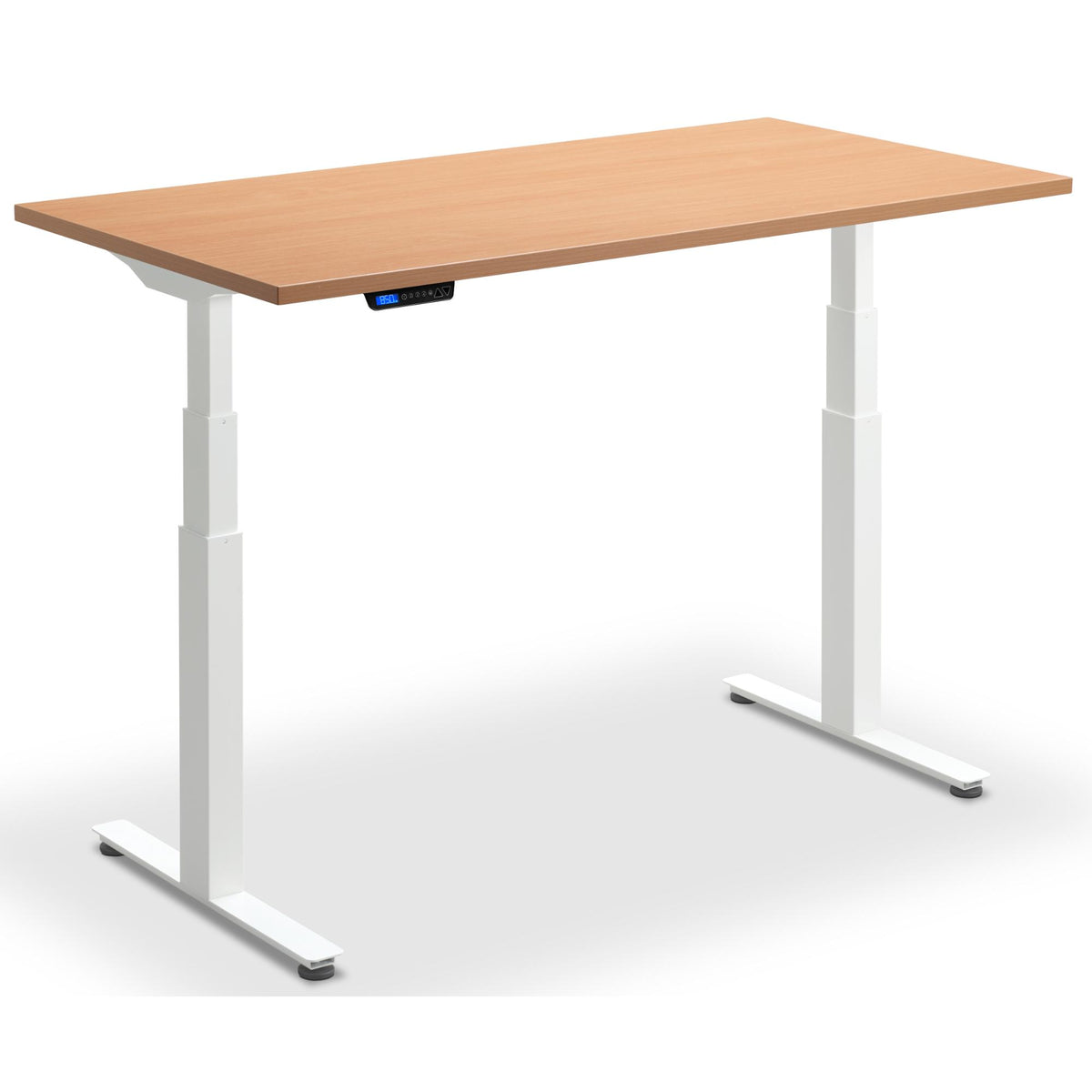 Dual Motor Standing Desk - Rize2 - White Frame - Beech Top - Studio Image