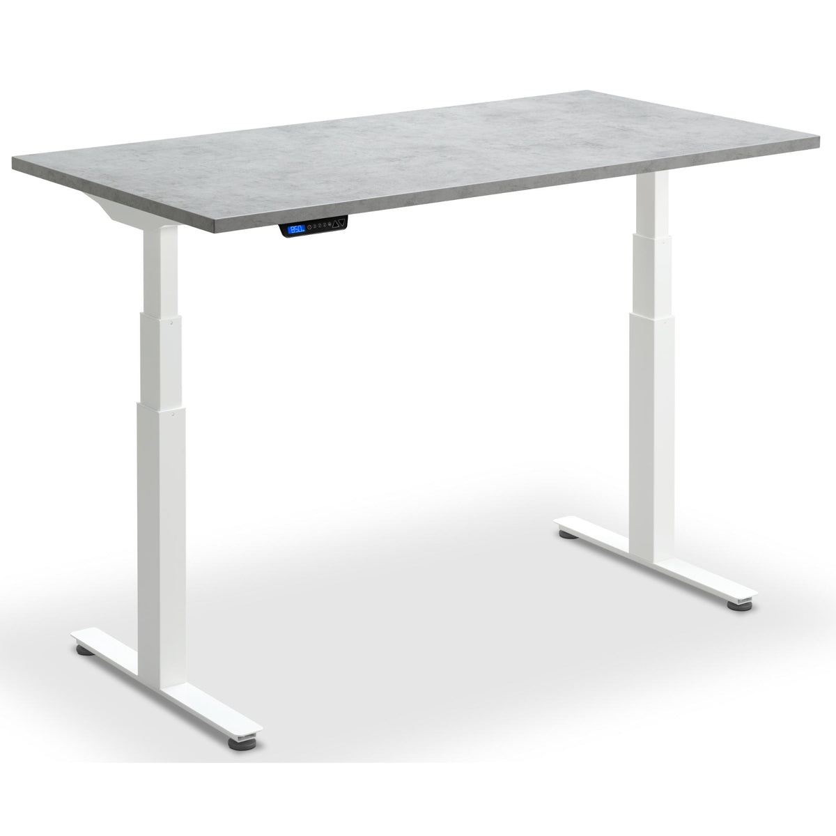 Dual Motor Standing Desk - Rize2 - White Frame - Light Concrete Top - Studio Image