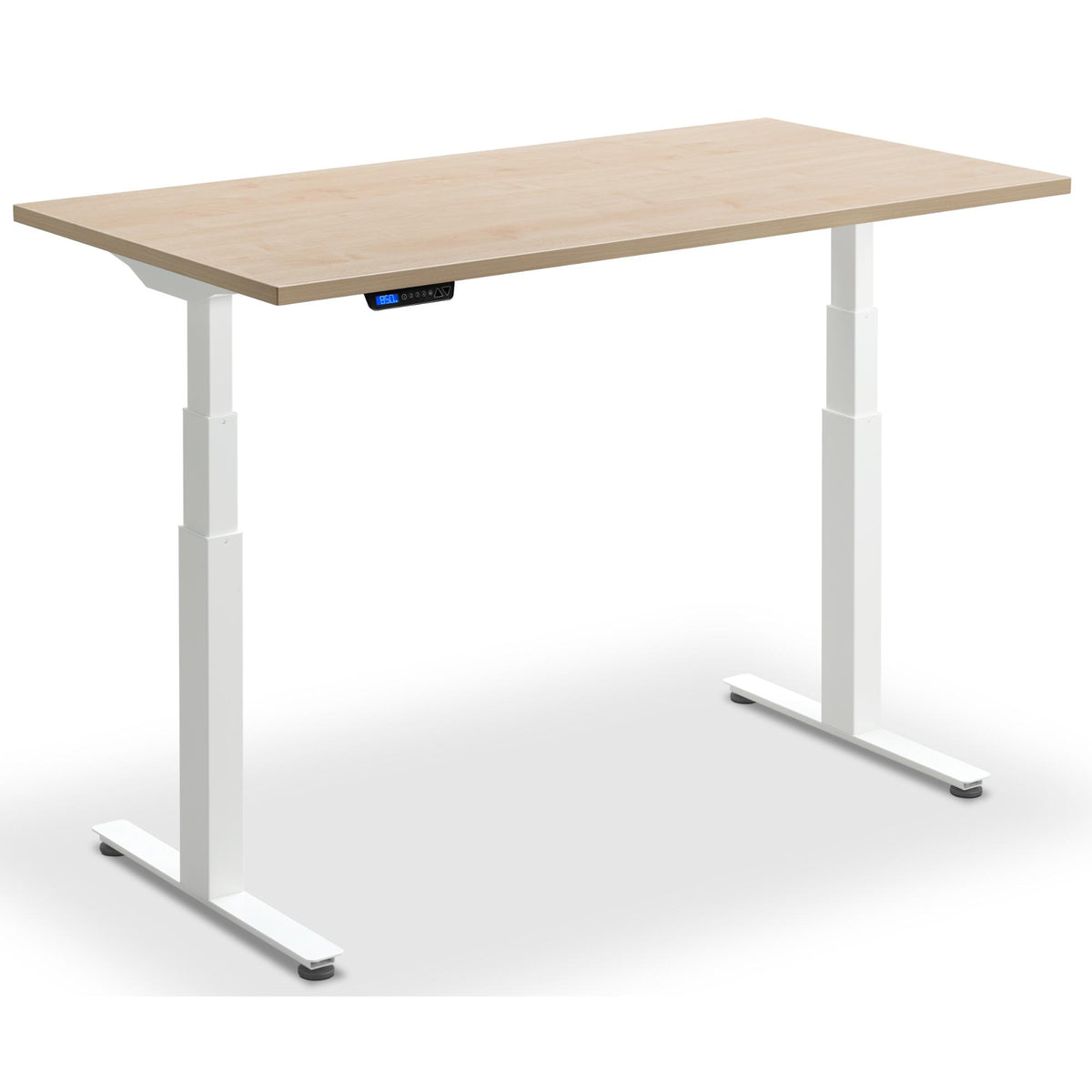 Dual Motor Standing Desk - Rize2 - White Frame - Maple Top - Studio Image