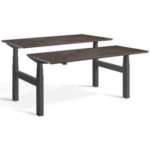 Duo adjustable desk with dark grey frame and Dark Concrete desk tops