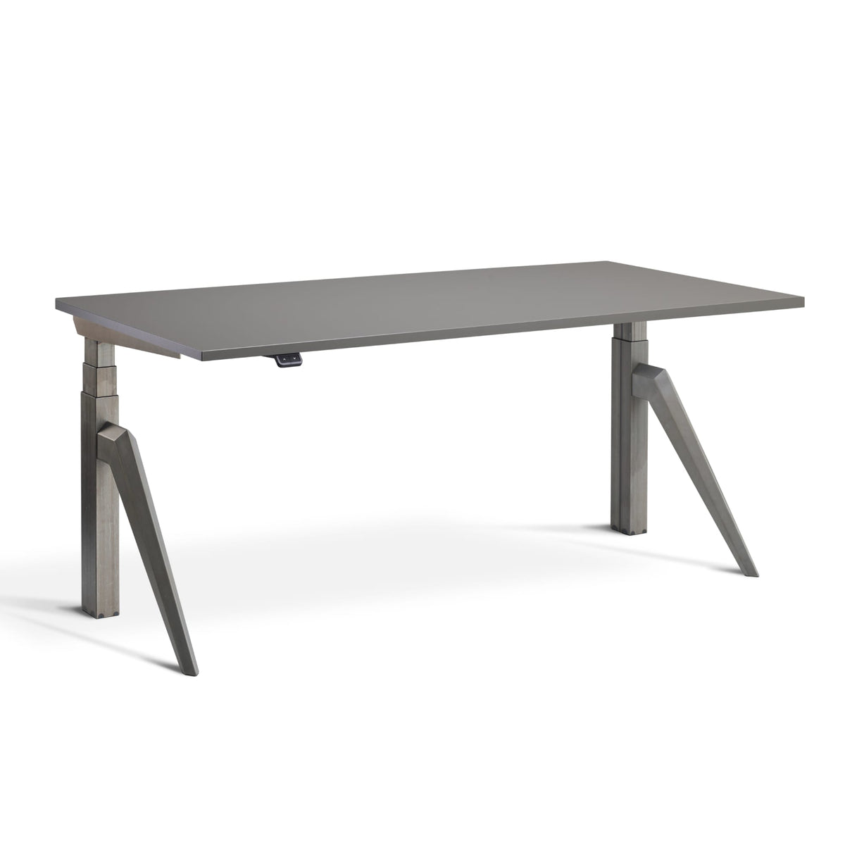 Electric height adjustable desk legs - Ardeko - Raw Steel - With Graphite Top - Studio Image