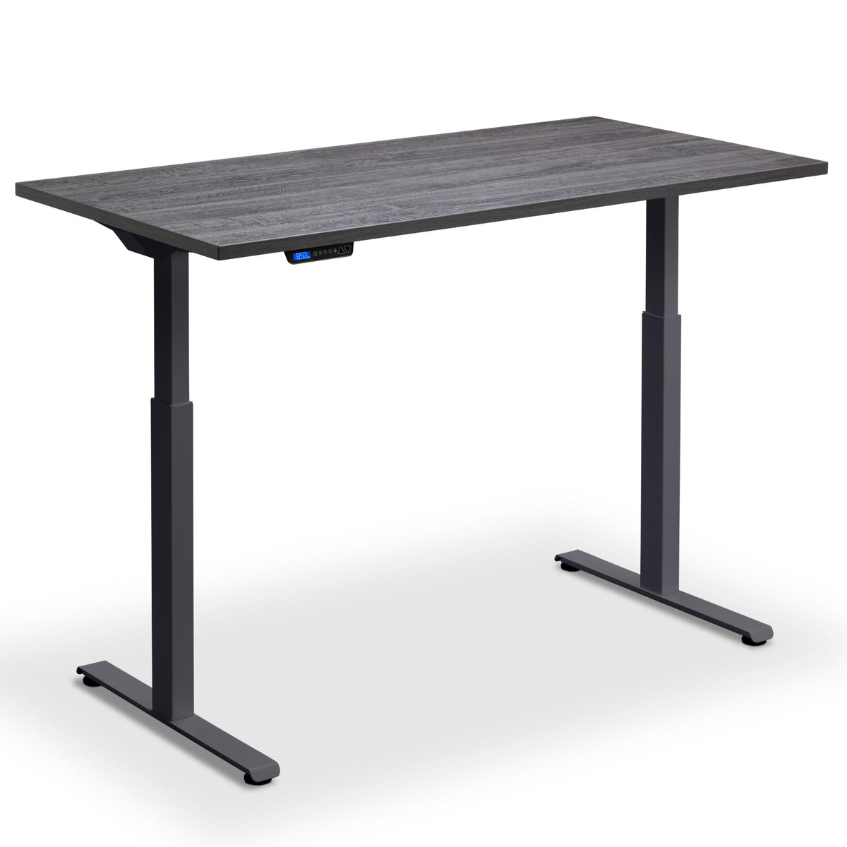 Electric Rise and Fall Desk - Rize1 - Anthracite Frame - Anthracite Sherman Oak Top - Studio Image