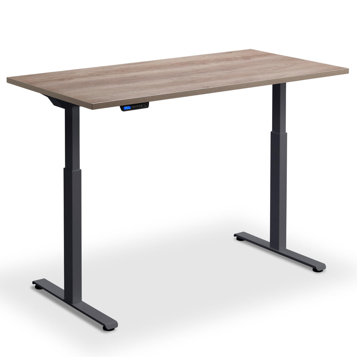 Electric Rise and Fall Desk - Rize1 - Anthracite Frame - Grey Nebraska Oak Top - Studio Image