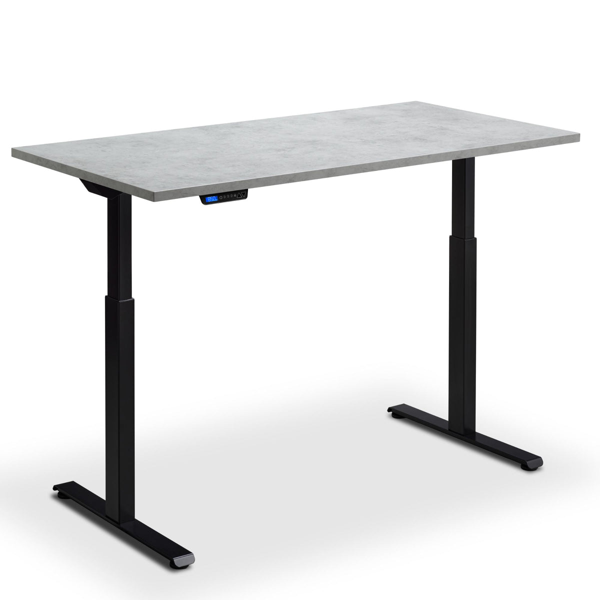Electric Rise and Fall Desk - Rize1 - Black Frame - Light Concrete Top - Studio Image