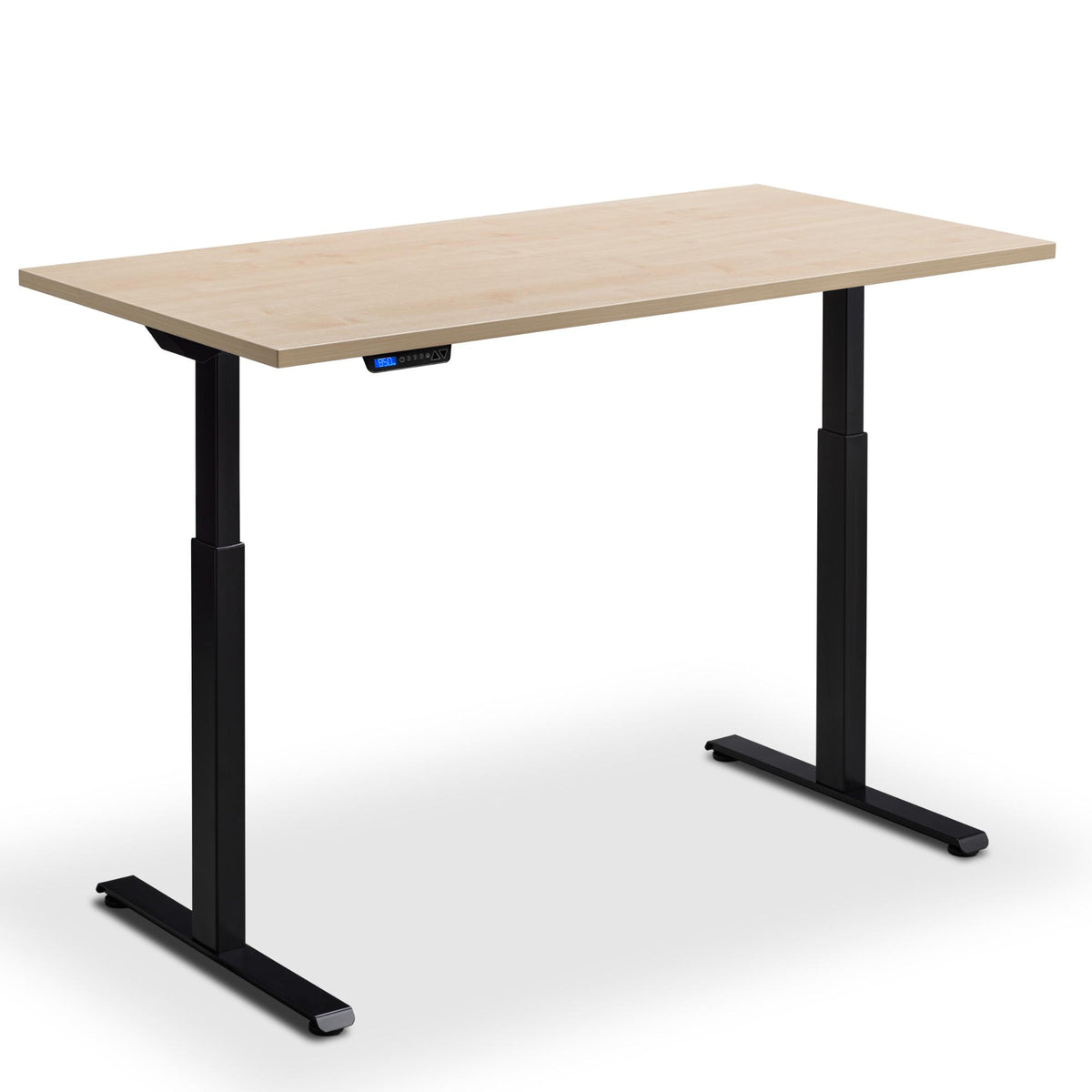 Electric Rise and Fall Desk - Rize1 - Black Frame - Maple Top - Studio Image