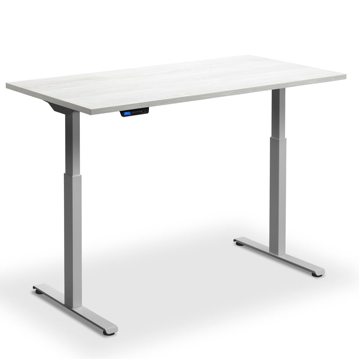 Electric Rise and Fall Desk - Rize1 - Silver Frame - Cascina Pine Top - Studio Image