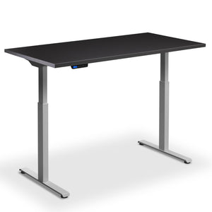 Electric Rise and Fall Desk - Rize1 - Silver Frame - Soft Black Top - Studio Image