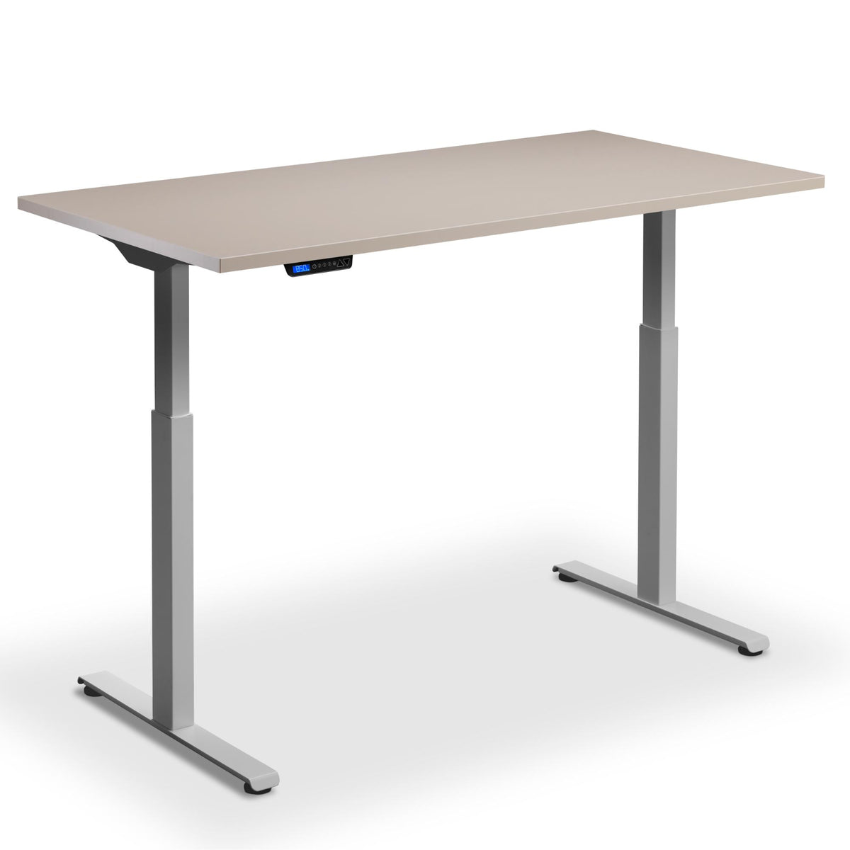 Electric Rise and Fall Desk - Rize1 - Silver Frame - Stone Top - Studio Image