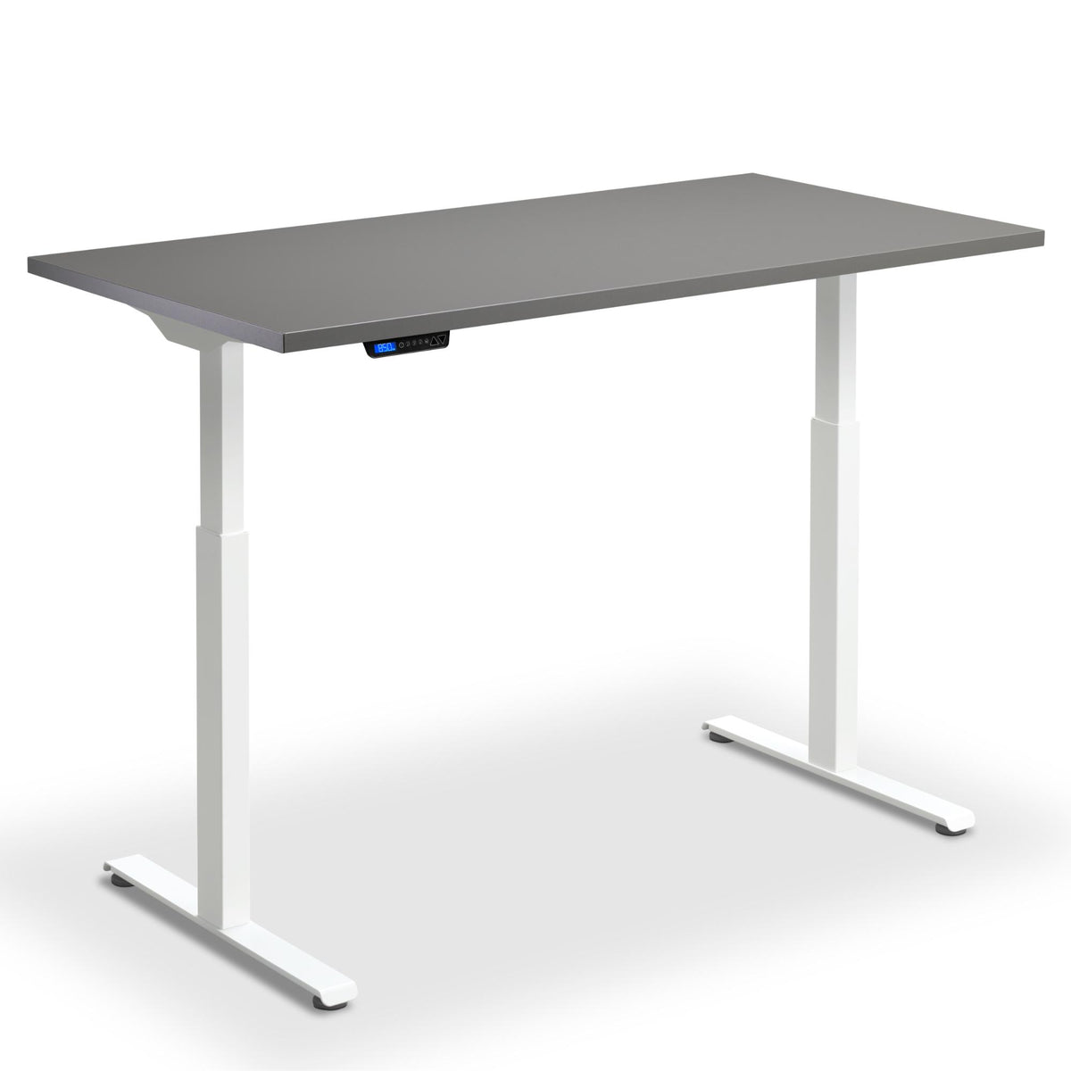 Electric Rise and Fall Desk - Rize1 - White Frame - Graphite Top - Studio Image