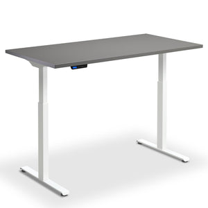 Electric Rise and Fall Desk - Rize1 - White Frame - Graphite Top - Studio Image