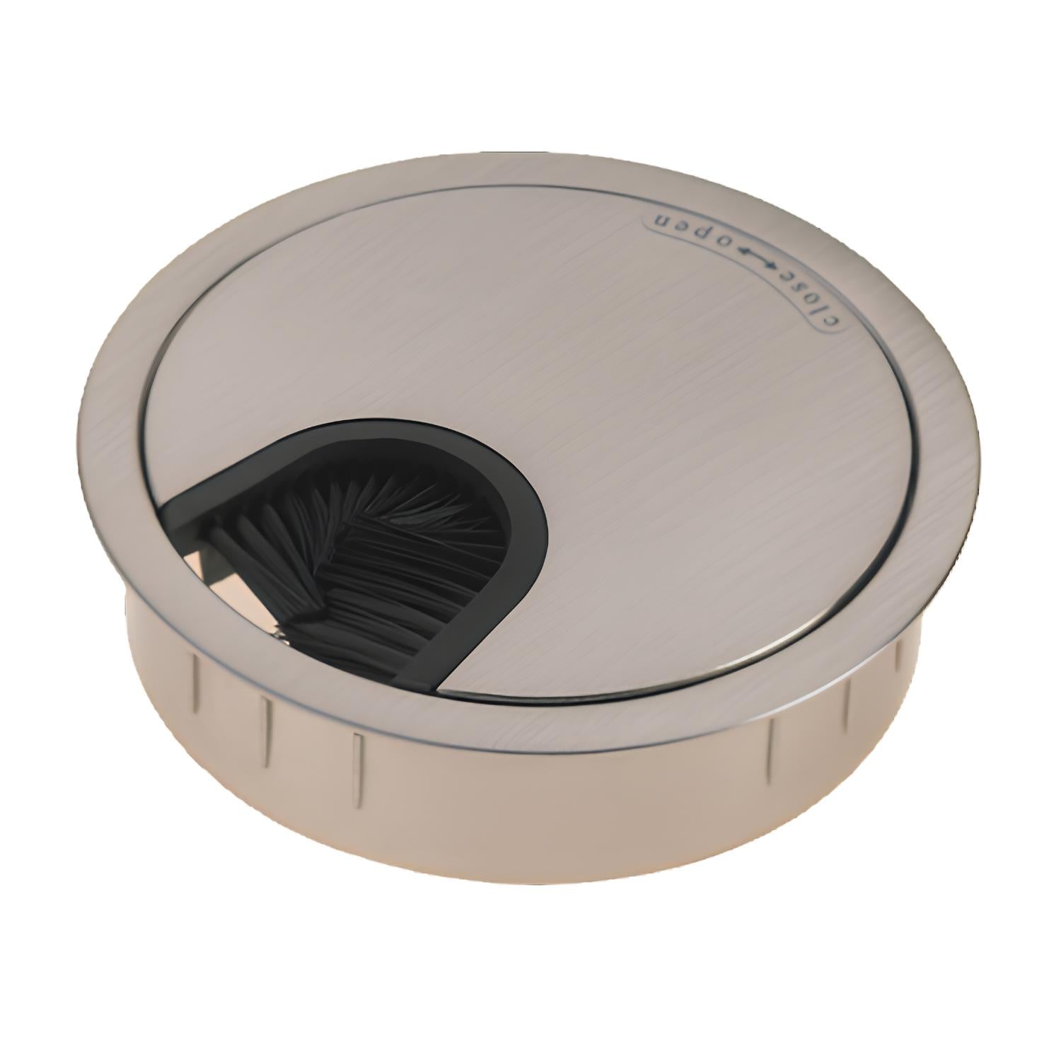Executive Cable Port Cover - Brushed Stainless - Studio Image