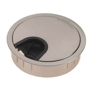 Executive Cable Port Cover - Brushed Stainless - Studio Image