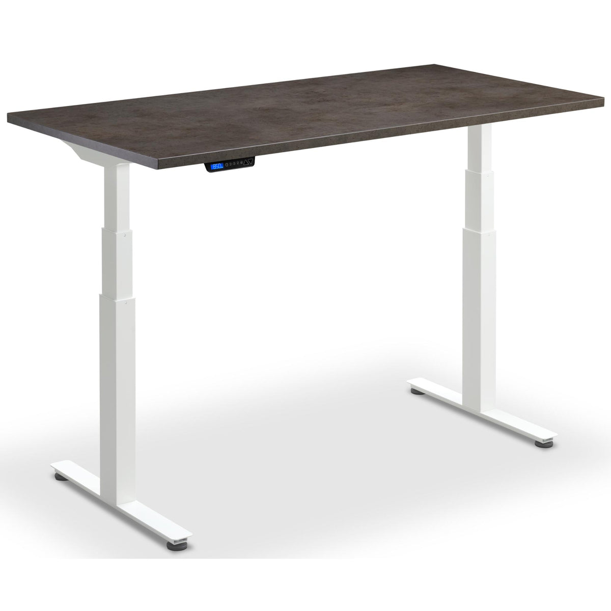 Extra Long Height Adjustable Desk - Rize-XL - White Frame - Dark Concrete Top - Studio Image