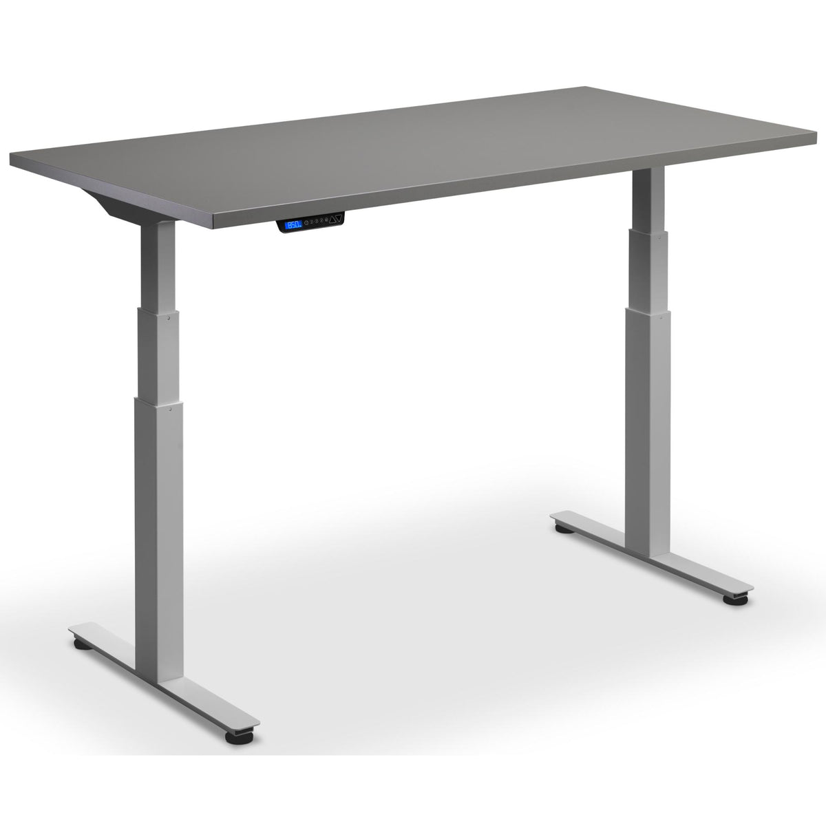 Extra Long Sit Stand Desk - Rize-XL - Silver Frame - Graphite Top - Studio Image