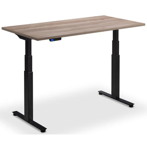 Extra Long Standing Desk - Rize-XL - Black Frame - Grey Nebraska Oak Top - Studio Image