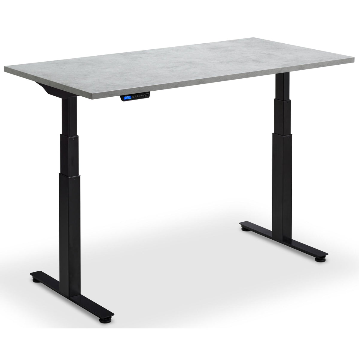 Extra Long Standing Desk - Rize-XL - Black Frame - Light Concrete Top - Studio Image