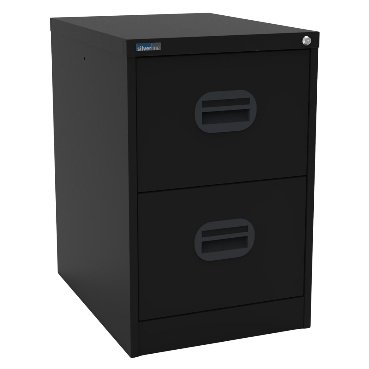Filing Cabinet Metal  - Revilo - 2 Drawer - Black - Studio Image