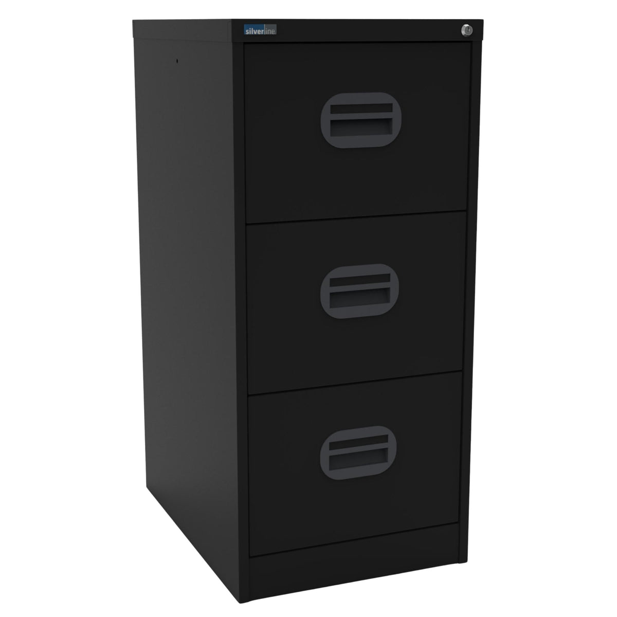 Filing Cabinet Metal - Revilo - 3 Drawer - Black - Studio Image