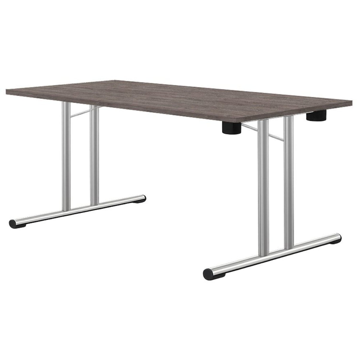 Folding leg tables in grey oak finish with chrome frame
