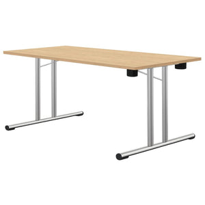 Folding leg tables with maple wood finish and chrome frame