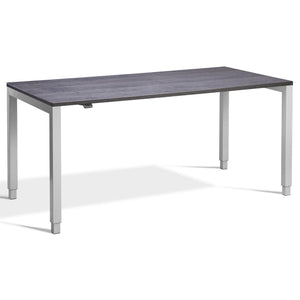 Four Leg Standing Desk - Rega - Silver Frame - Anthracite Sherman Oak Top - Studio Image