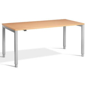 Four Leg Standing Desk - Rega - Silver Frame - Beech Top - Studio Image