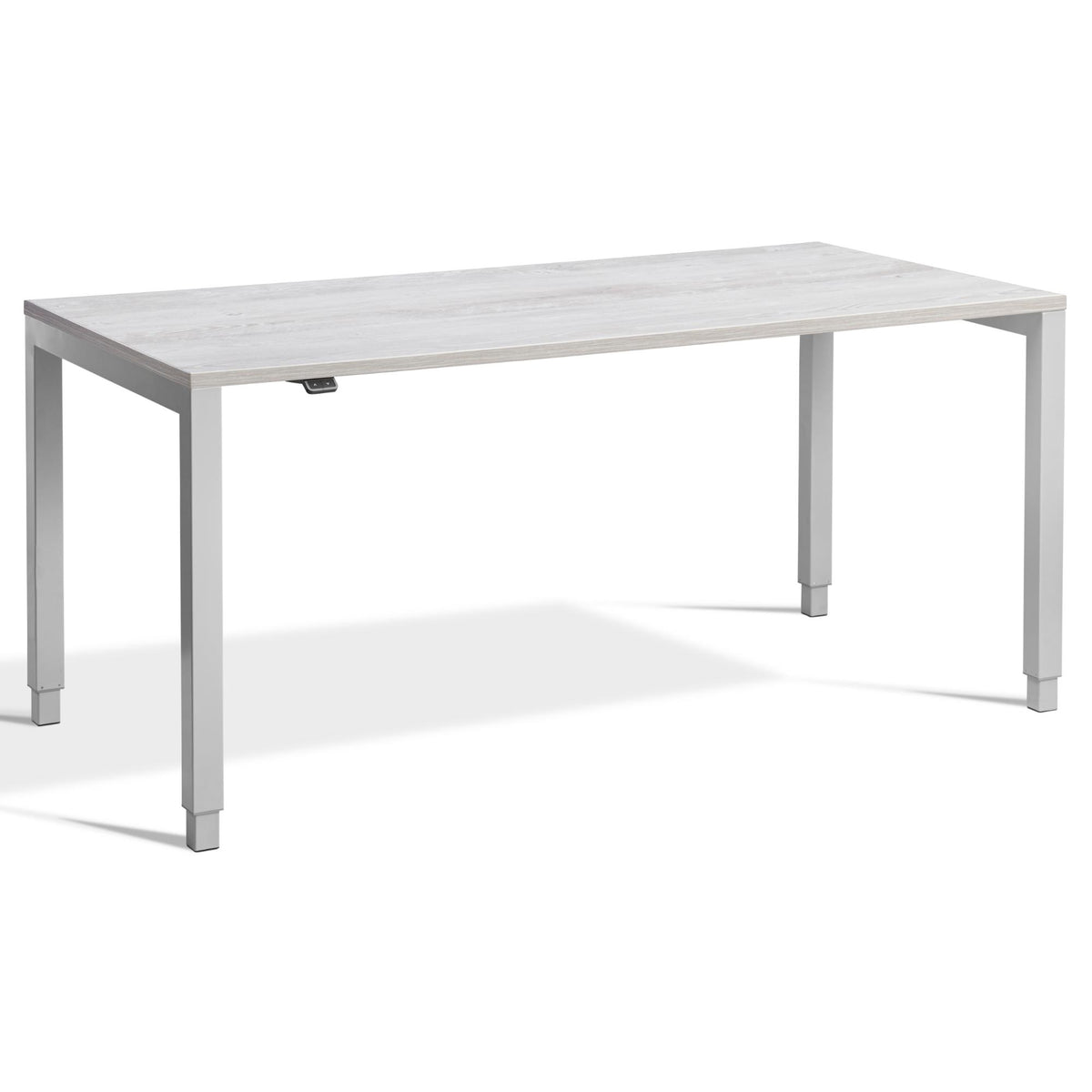 Four Leg Standing Desk - Rega - Silver Frame - Cascina Pine Top - Studio Image