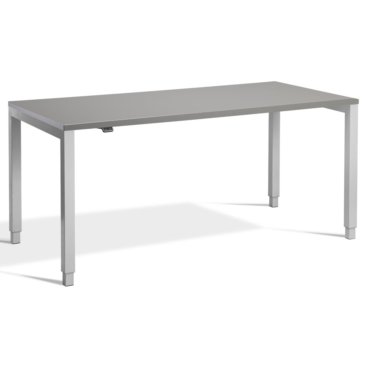 Four Leg Standing Desk - Rega - Silver Frame - Graphite Top - Studio Image