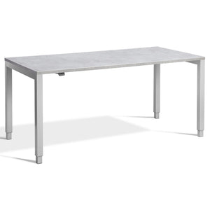 Four Leg Standing Desk - Rega - Silver Frame - Light Concrete Top - Studio Image