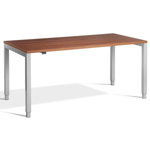 Four Leg Standing Desk - Rega - Silver Frame - Natural Dijon Walnut Top - Studio Image