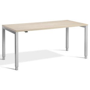Four Leg Standing Desk - Rega - Silver Frame - Natural Oak Top - Studio Image