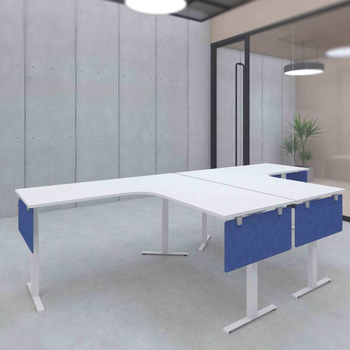 Freestanding Desk Divider - Blue Colour - Mounted Under the Corner Desk