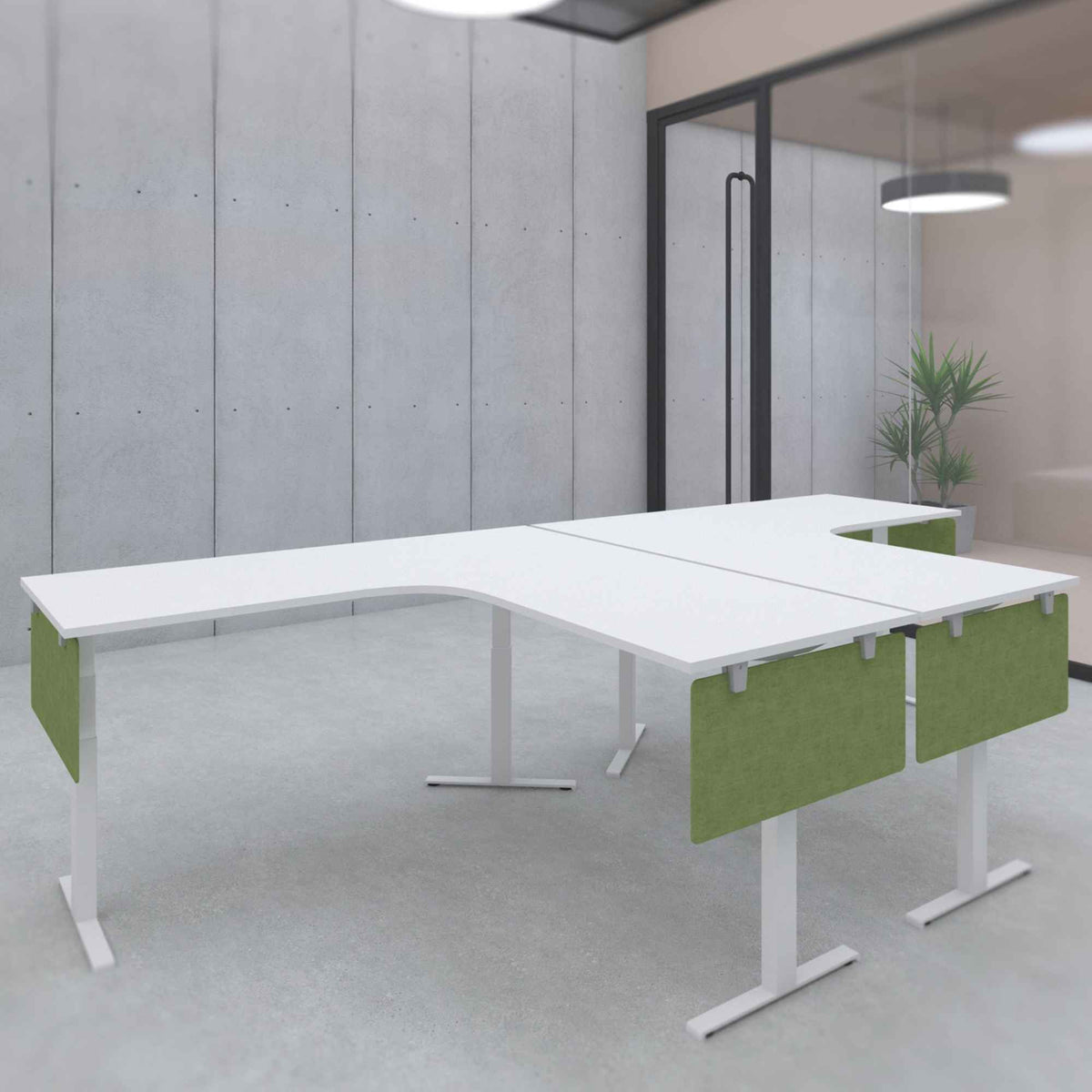 Freestanding Desk Divider - Green Colour - Mounted Under the Corner Desk
