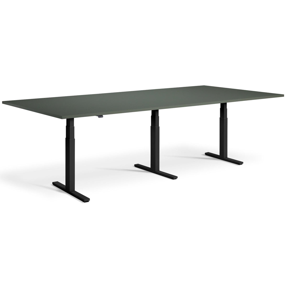 Height Adjustable Conference Table - Altura Luxe - Black Frame - Fenix Verde Kitami Table Top - Studio Image