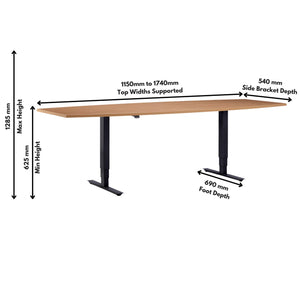 Height Adjustable Office Meeting Table - Altura Core Table - Dimensions