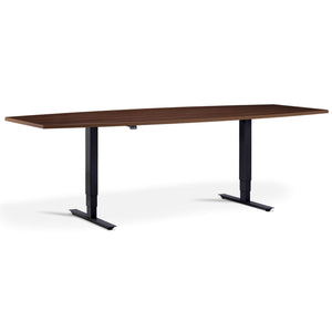 Height Adjustable Office Table - Altura Core Barrel End - Black Frame -  Natural Dijon Walnut Top - Studio Image