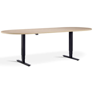 Height Adjustable Office Table - Altura Core D End - Black Frame -  Maple Top - Studio Image