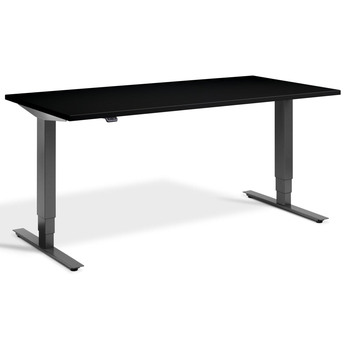 Height Adjustable Computer Desk - Masta Desk - Dark Grey Frame - Black Top - Studio Image