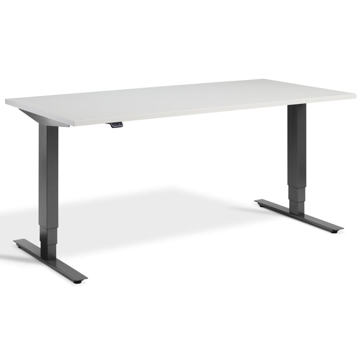 Height Adjustable Computer Desk - Masta Desk - Dark Grey Frame - Light Grey Top - Studio Image