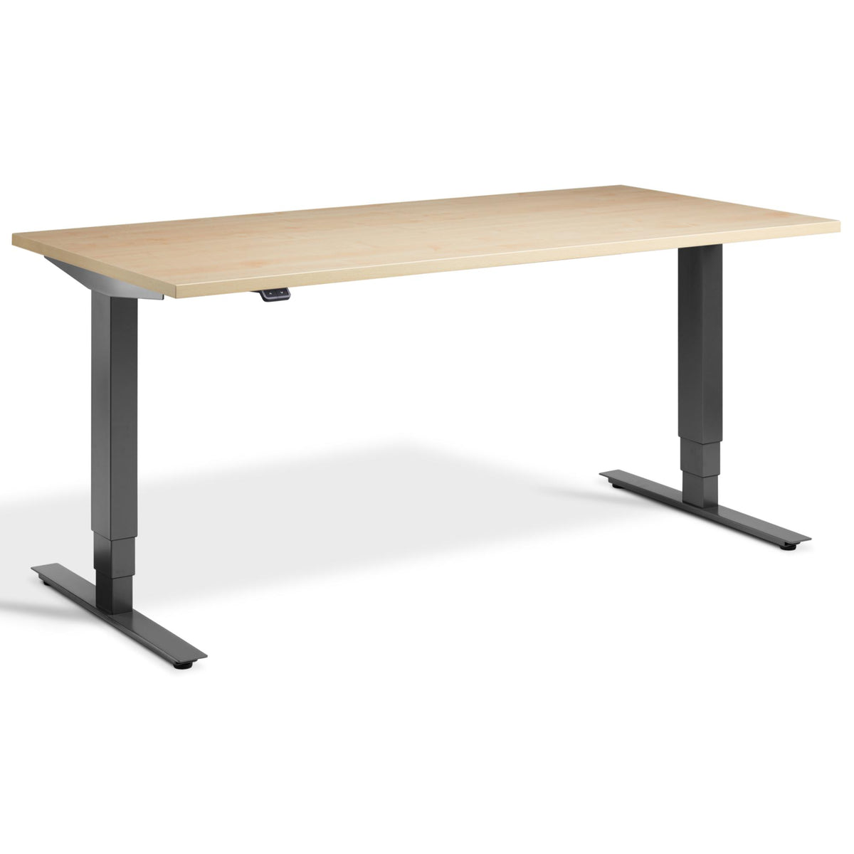 Height Adjustable Computer Desk - Masta Desk - Dark Grey Frame - Maple Top - Studio Image